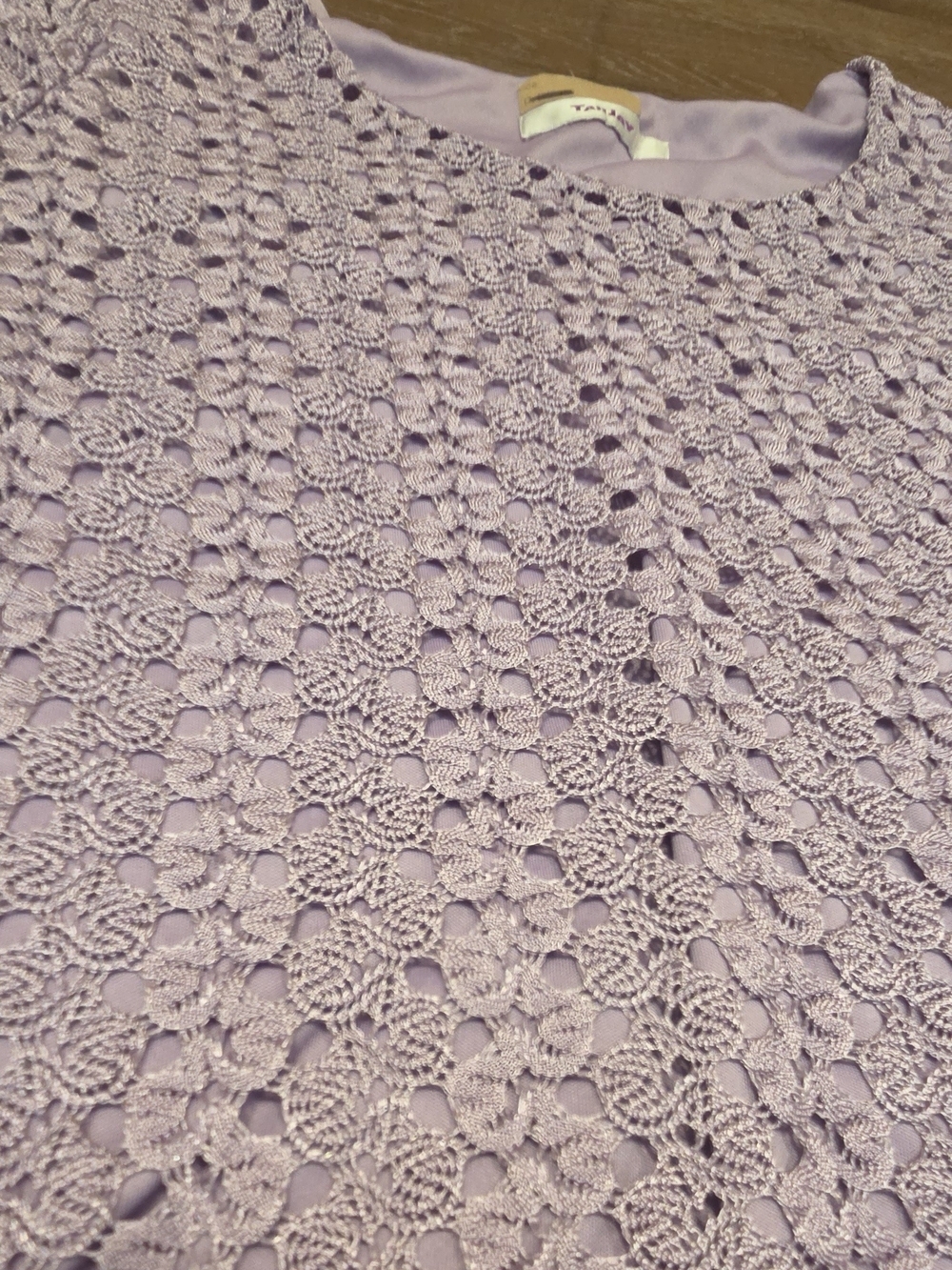 Tan Jay Lavender Crochet Lace Short Sleeve Blouse Top - Picture 3 of 5